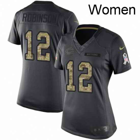 Womens Nike Chicago Bears 12 Allen Robinson Limited Black 2016 Salute to Service NFL Jersey